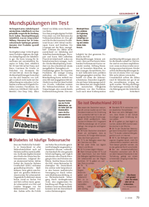 GESUNDHEIT ■ ■ Diabetes ist häufige Todesursache Etwa ein Fünftel aller Todesfäl- le in Deutschland ist aller Wahrscheinlichkeit nach auf Diabetes mellitus zurückzufüh- ren.