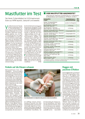 TIER ■ VIER MASTFUTTER ABGEWERTET Überprüfung der Deklaration und Bewertung von 14 Alleinfuttern für Mastschweine nach Einsatzzweck, VFT-Test Nr.
