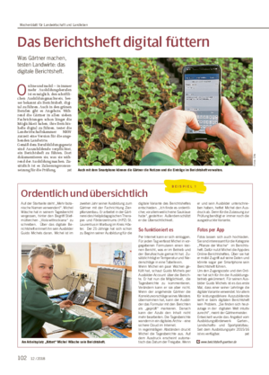 Das Berichtsheft digital füttern Was Gärtner machen, testen Landwirte: das digitale Berichtsheft.