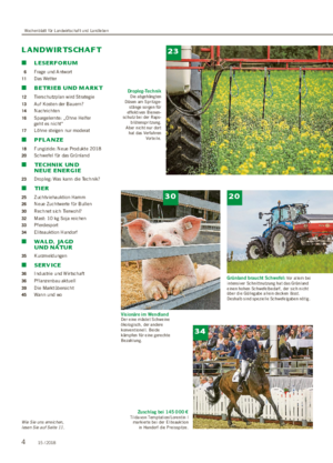 ■ LESERFORUM 6 Frage und Antwort 11 Das Wetter ■ BETRIEB UND MARKT 12 Tierschutzplan wird Strategie 13 Auf Kosten der Bauern?