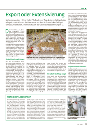 TIER ■ Export oder Extensivierung Mehr oder weniger Hühner halten?