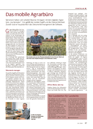 STARTKL AR ■ Das mobile Agrarbüro Seit einem halben Jahr arbeitet Stephan Annegarn mit dem digitalen Agrar- büro „top farmplan“.