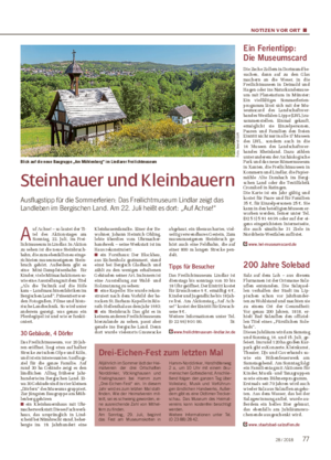NOTIZEN VOR ORT ■ Steinhauer und Kleinbauern Ausflugstipp für die Sommerferien: Das Freilichtmuseum Lindlar zeigt das Landleben im Bergischen Land.