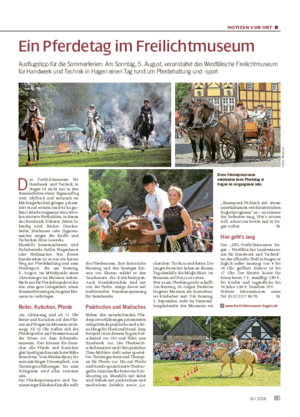 NOTIZEN VOR ORT ■ Ein Pferdetag im Freilichtmuseum Ausflugstipp für die Sommerferien: Am Sonntag, 5.