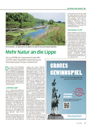 BETRIEB UND MARKT ■ Mehr Natur an die Lippe Das Land NRW, der Lippeverband sowie WLV und RLV haben Kooperationsvereinbarung zur Renaturierung des Flusses unterzeichnet.