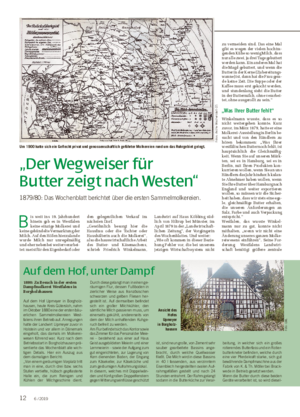 „Der Wegweiser für Butter zeigt nach Westen“ 1879/80: Das Wochenblatt berichtet über die ersten Sammelmolkereien.
