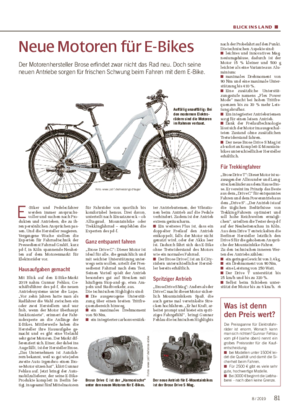 BLICK INS L AND ■ Neue Motoren für E-Bikes Der Motorenhersteller Brose erfindet zwar nicht das Rad neu.