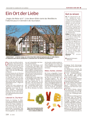 NOTIZEN VOR ORT ■ Ein Ort der Liebe „Vergiss die #liebe nicht“: Unter diesem Motto startet das Westfälische Freilichtmuseum in Detmold in die neue Saison.