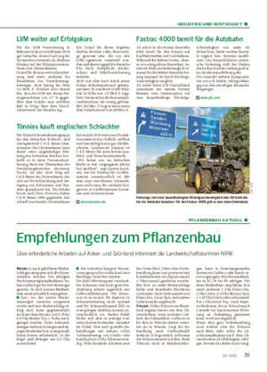INDUSTRIE UND WIRTSCHAFT ■ Empfehlungen zum Pflanzenbau Über erforderliche Arbeiten auf Acker- und Grünland informiert die Landwirtschaftskammer NRW.
