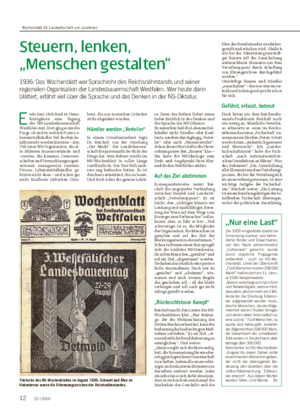 Steuern, lenken, „Menschen gestalten“ 1936: Das Wochenblatt war Sprachrohr des Reichsnährstands und seiner regionalen Organisation der Landesbauernschaft Westfalen.