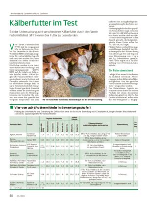 Kälberfutter im Test Bei der Untersuchung acht verschiedener Kälberfutter durch den Verein Futtermitteltest (VFT) waren drei Futter zu beanstanden.