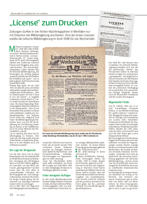 „License“ zum Drucken Zeitungen durften in den frühen Nachkriegsjahren in Westfalen nur mit Erlaubnis der Militärregierung erscheinen.