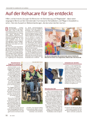 Auf der Rehacare für Sie entdeckt Hilfen und technische Lösungen für Menschen mit Behinderung und Pflegebedarf – diese waren vergangene Woche auf der internationalen Fachmesse für Rehabilitation und Pflege in Düsseldorf zu sehen.