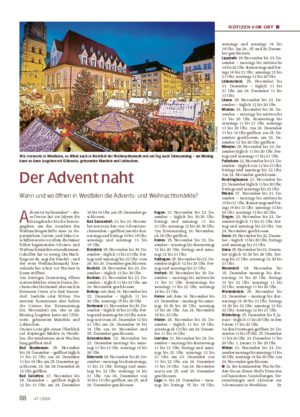NOTIZEN VOR ORT ■ Der Advent naht Wann und wo öffnen in Westfalen die Advents- und Weihnachtsmärkte?