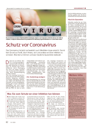 GESUNDHEIT ■ Schutz vor Coronavirus Das Coronavirus hat jetzt nachweislich auch Westfalen-Lippe erreicht.