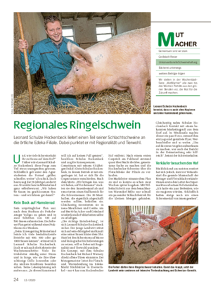 Regionales Ringelschwein Leonard Schulze Hockenbeck liefert einen Teil seiner Schlachtschweine an die örtliche Edeka-Filiale.