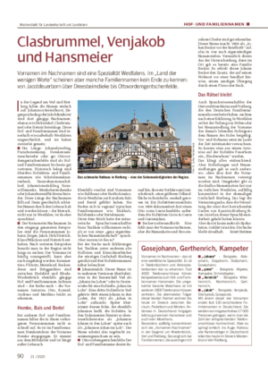 HOF- UND FAMILIENNAMEN ■ Clasbrummel, Venjakob und Hansmeier Vornamen im Nachnamen sind eine Spezialität Westfalens.