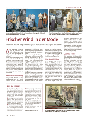 NOTIZEN VOR ORT ■ Frischer Wind in der Mode Textilfabrik Bocholt zeigt Ausstellung zum Wandel der Kleidung vor 100 Jahren W as trägt denn Tante Lis- beth da auf dem alten Bild?
