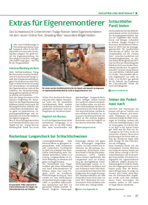 INDUSTRIE UND WIRTSCHAFT ■ Extras für Eigenremontierer Das Schweinezucht-Unternehmen Topigs Norsvin bietet Eigenremontierern mit dem neuen Online-Tool „Breeding Web“ besondere Möglichkeiten.
