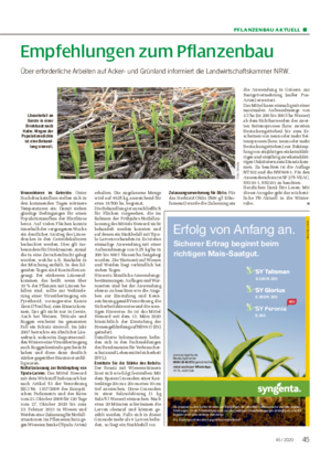PFL ANZENBAU AKTUELL ■ Empfehlungen zum Pflanzenbau Über erforderliche Arbeiten auf Acker- und Grünland informiert die Landwirtschaftskammer NRW.