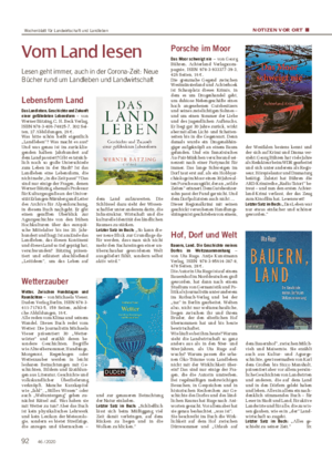 NOTIZEN VOR ORT ■ Vom Land lesen Lesen geht immer, auch in der Corona-Zeit: Neue Bücher rund um Landleben und Landwirtschaft Wetterzauber Wetter.