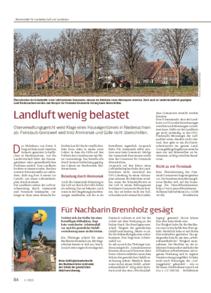 Landluft wenig belastet Oberverwaltungsgericht weist Klage eines Hauseigentümers in Niedersachsen ab: Feinstaub-Grenzwert wird trotz Ammoniak und Gülle nicht überschritten.
