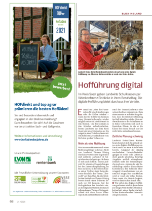 BLICK INS L AND Hofführung digital Im Kreis Soest geben Landwirte Schulklassen per Video konferenz Einblicke in ihren Berufsalltag.