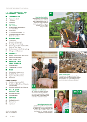 ■ LESERFORUM 6 Frage und Antwort 11 Leserbriefe 11 Das Wetter ■ AKTUELL 12 Schweinemarkt: Wir brauchen eine Perspektive!