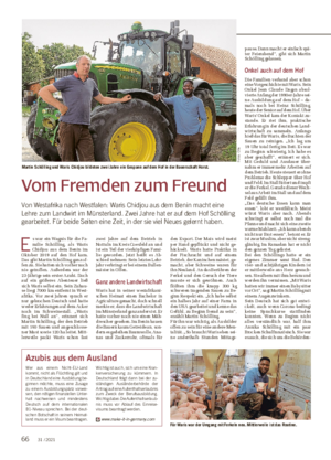 Vom Fremden zum Freund Von Westafrika nach Westfalen: Waris Chidjou aus dem Benin macht eine Lehre zum Landwirt im Münsterland.
