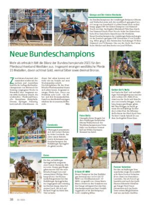 Neue Bundeschampions Mehr als erfreulich fällt die Bilanz der Bundeschampionate 2021 für den Pferdezuchtverband Westfalen aus.