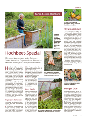 GARTEN Hochbeet-Spezial Mit neuem Service starten wir ins Gartenjahr: Stellen Sie uns Ihre Fragen rund ums Gärtnern im Hochbeet.