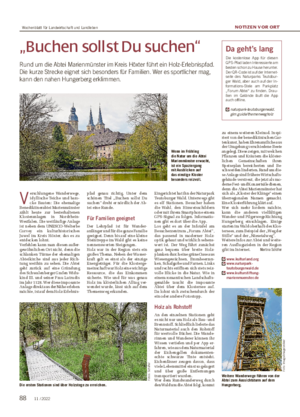 NOTIZEN VOR ORT „Buchen sollst Du suchen“ Rund um die Abtei Marienmünster im Kreis Höxter führt ein Holz-Erlebnispfad.