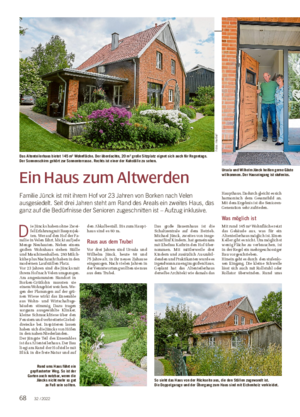 Ein Haus zum Altwerden Familie Jünck ist mit ihrem Hof vor 23 Jahren von Borken nach Velen ausgesiedelt.