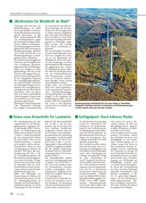 18 46 / 2022 ■ „Meilenstein für Windkraft im Wald“ Thüringen darf den Bau von Windkraftanlagen im Wald nicht grundsätzlich verbieten.