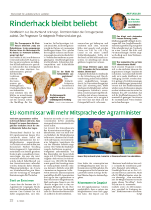 22 6 / 2023 AKTUELLES Rinderhack bleibt beliebt Rindfleisch aus Deutschland ist knapp.
