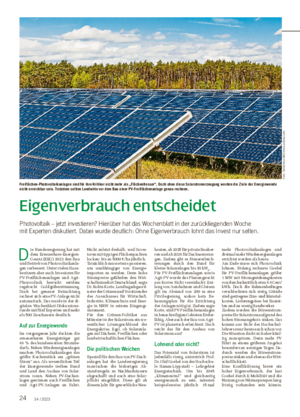 24 14 / 2023 Eigenverbrauch entscheidet Photovoltaik – jetzt investieren?
