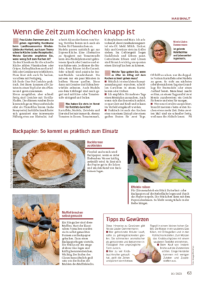 HAUSHALT 6316 / 2023 Wenn die Zeit zum Kochen knapp ist n Frau Läube-Dammermann, Sie geben regelmäßig Kochkurse beim Landfrauenservice Minden- Lübbecke-Herford, auch zum Thema schnelle Küche (siehe Rezeptseite).
