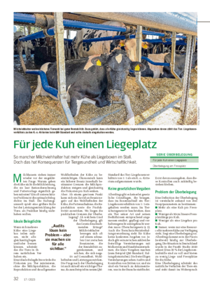 32 17 / 2023 Für jede Kuh einen Liegeplatz So mancher Milchviehhalter hat mehr Kühe als Liegeboxen im Stall.